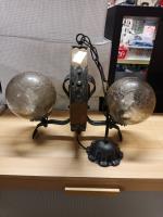 Lustr kov, dřevo,sklo                   